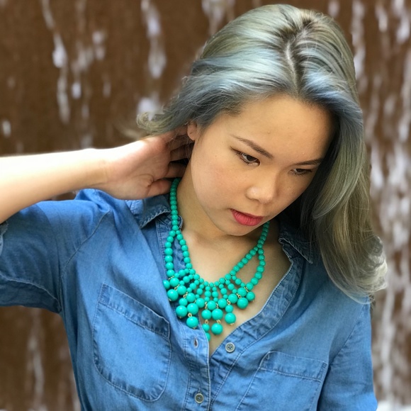 🆑 Mint Beaded Bib Statement Necklace - Picture 2 of 5